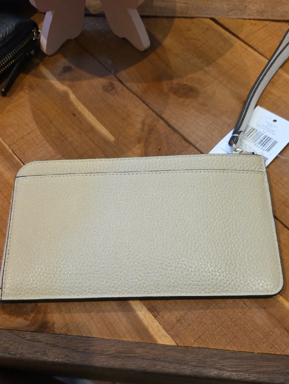 Kate spade , medium zip wristlet in color block pebble leather light sand lucy